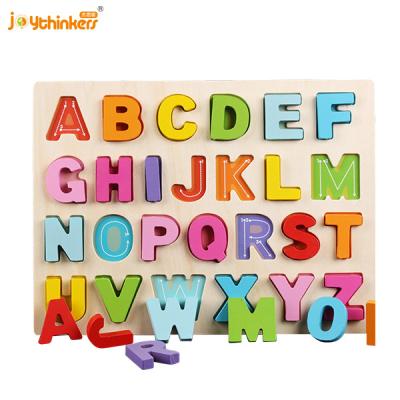 China Joythinkers Toddler Jigsaw Puzzle Early Educational Wooden Kids Toy Jigsaw Puzzle For Kids 1+ Graphics Wooden Jigsaw Arabic Alphabet Letter for sale