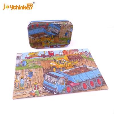 China 100% Eco-friendly Wooden Puzzle 60 Pieces in Iron Box for Kids Ages 4-8 Great Educational Toy for Kids and Adults for sale