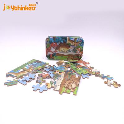 China 100% Eco-friendly Wooden Puzzle 60 Pieces in Iron Box for Kids Ages 4-8 Great Educational Toy for Kids and Adults for sale