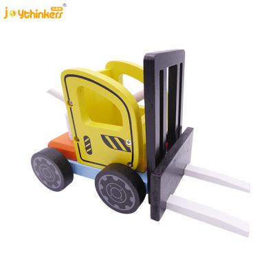 China DIY TOY Joythinkers Best Selling Educational Wooden Toy Car Forklift Car Wooden Toys For Preschool Construction Truck Kids DIY Toys for sale