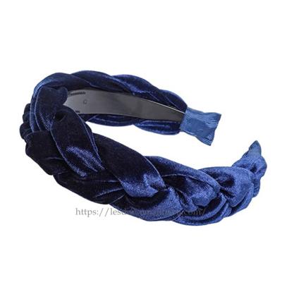 China Eco solid color handmade twist flannel headband for winter simple fashion accessories women wide hair band jewelry AC919 for sale