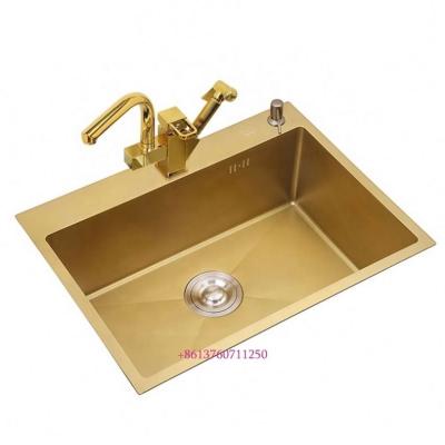 China With Golden Faucet Sus304 Stainless Steel Kitchen Sink Nano for sale