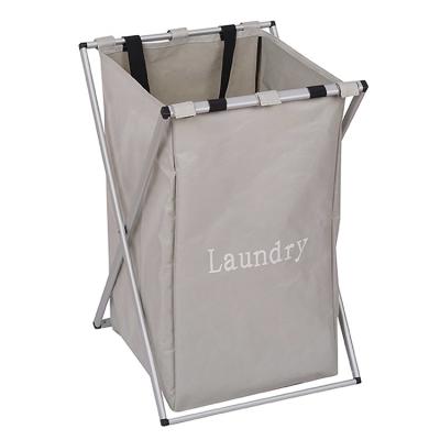 China Traditional Home Bedroom Aluminum Frame Foldable Durable Bathroom Clothes Laundry Bag Hamper Dirty Hamper for sale