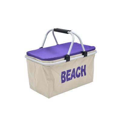 China European Wholesale Travel Picnic Beach Insulated Folding Tote Basket Cooler for sale