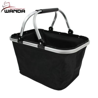 China Sustainable Wholesale Reusable Promotional Double Handles Folding Basket for sale