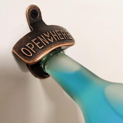 China Viable Wall Mounted Iron Bottle Opener Factory Outlet Corkscrew Custom Wall Mounted Beer Bottle Opener for sale