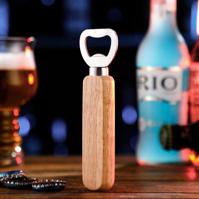 China Sustainable New Multifunction Amazon Wooden Bar Wine Beer Bottle Opener Can Be Customized Portable Stainless Steel Oak+stainless Steel for sale