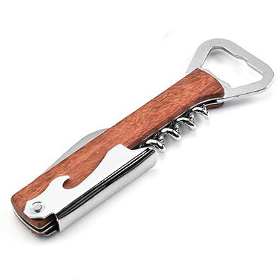 China Workable Wholesale Wooden Wine Handle Stainless Steel Factory Server Professional Corkscrew Opener With Aluminum Cutter Wood Bottle Opener for sale