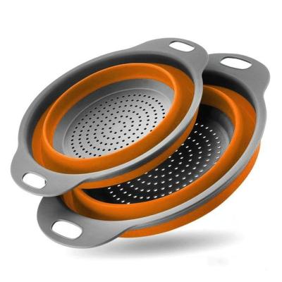 China Viable Fast Delivery Kitchen Colander Set Strainer Dish Bowl Silicone Colander Folding Kitchen Sink for sale