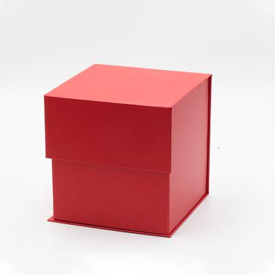 China Recycled Materials Cube Style Luxury Red Gift Boxes Product Packaging Boxes For Sale for sale