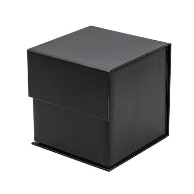 China Recycled Materials Wholesale Black Small Cube Candle Gift Retail Packaging Box With Magnetic Lid for sale