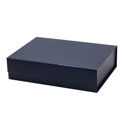 China Navy Blue Luxury Bulk Shallow Decorative Cosmetic Flip Top Materials Recycled Gift Boxes With Magnetic Hook for sale