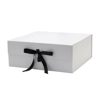 China Wholesale A3 Recyclable Deep Blank White Packaging Rigid Gift Packaging Boxes With Ribbon for sale