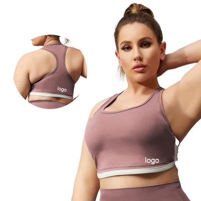 China Customized Breathable Large Size Sports Elastic Bras No Steel Ring Top Obese Women Oversize Fitness Bras for sale