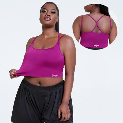 China Breathable High Quality Outdoor Wear Large Size Training Bra Stitching Activewear Soft Workout Fitness Gym Top Bras for sale