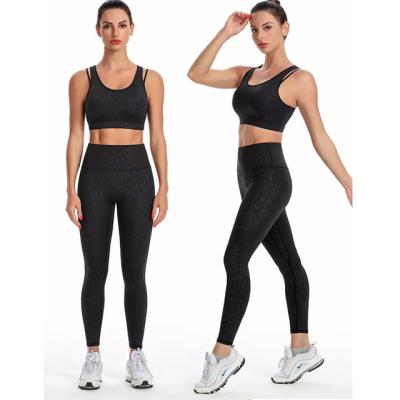 China New Breathable Leopard Print Yoga Two Piece Set For Women And Lady, High Waist Wear GYM Running Sports Suits, Fitness Bra Pants Yoga Sets for sale