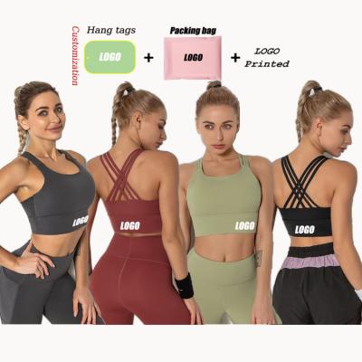 China Breathable Wholesale Cheap Personalized Yoga Crop Bra Ladies Sports Bra Cross Back for sale