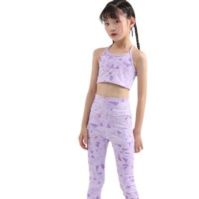 China New Eation Breathable Breathable Design Two Piece Sport Texture Workout Wear Clothing Style Yoga Sets For Kids Quick Dry for sale