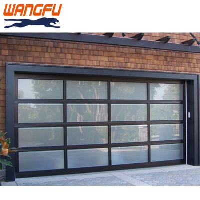 China Anti-Theft Wangfu Customized Factory Direct Sale Toughened Aluminum Glass Anti-theft Gate Garage Automatic Door For Warehouse for sale