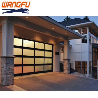 China Anti-Theft Wangfu High Standard Electric Overhead Modern Automatic Aluminum Glass Garage Door For Villa for sale