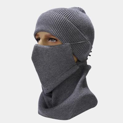 China COMMON winter warm full face hat collar mask costume men and women knitting hat recycling mask suits women's winter knitted hat costume for sale