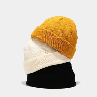 China New Beggar Knitted Hat Core Yarn Owner Skin Caps Cold Tide Winter Wool Hats Korean Street Ripped COMMON for sale