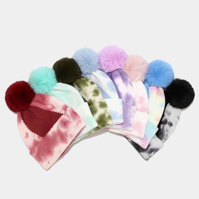 China The new COMMON Autumn And Winter Warm Wind knotted dyed knitting female tide of Europe woolen hat bow knitting hat winter hat wholesale outdoor for sale