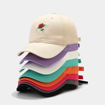 China 2022 New JOINT Rose Embroidery Soft Baseball Cap Men And Women's Street Custom Made Stylish Logo Embroidery Baseball Cap Hat for sale