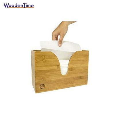 China Eco-friendly Commercial Bamboo Toilet Table Tissue Dispenser /Wood Rack Multifold Paper Towel Holder for sale