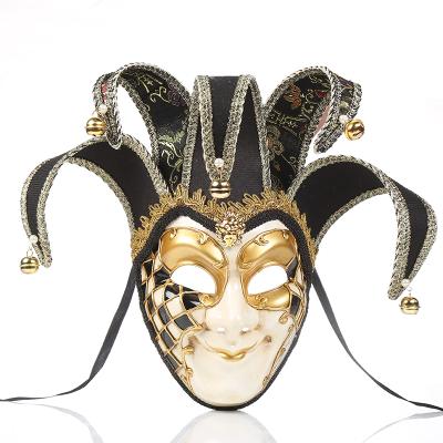 China Wholesale Hand Painted Venetian Halloween Masquerade Wall Carnival Cosplay Jester Mask for sale