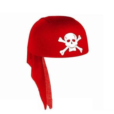 China Different Colors Polyester Halloween Skull Hat Polyester Material Printed Skeleton Pirate Hats Hat for sale