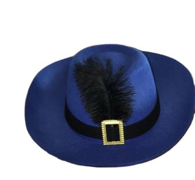 China High quality hot sale blue color polyester cowbow felt party hat with for women for sale