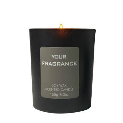 China Custom Luxury Candle Personalized Private Label Black Matte Glass Scented Candles Birthdays for sale