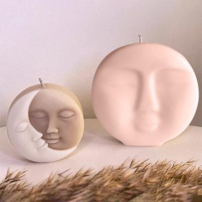 China Birthdays Wholesale Art Candles Sun Moon Face Shape Soy Wax Home Decoration Scented Customizable 50g Color for sale