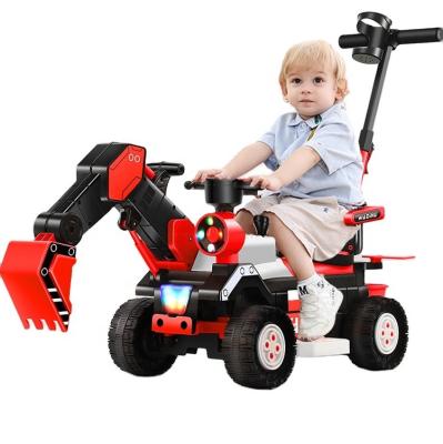 China Ride On Toy Kids Engineering Excavator Remote Control Arm Four Wheel Engineering Digging Vehicle With Light For Kids for sale