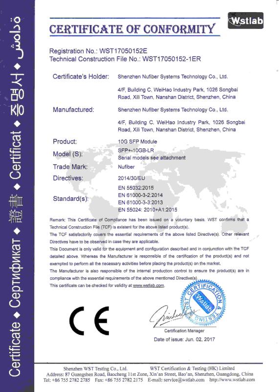 CE - Shenzhen Nufiber Technology Co., Ltd.