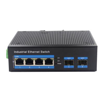 China FTTX Fast POE Switch 2*100M Fx To 4*10/100M Tx Industrial Ethernet Switch Din Rail 48-57V POE UTP Switch for sale