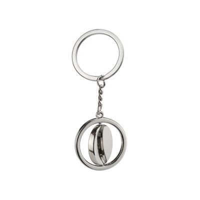 China Gift Accessories Blank Side Circle Shape Shiny Finish Zinc Alloy Custom Sliver Double Turned Metal Sublimation Mute Key Chain for sale