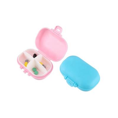 China Stocked High Quality 4 Compartment Type And Multi Color Safty pp Logo Portable Plastic Pill Box Custom Made Macaron Style for sale