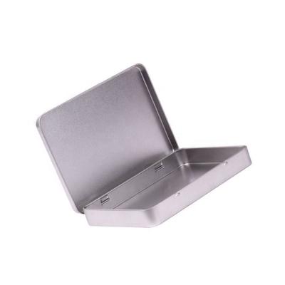 China Cheap Shape Tin Metal Hinged Lid Box Custom Recyclable Wholesale Promotion Postcard Package Rectangle for sale