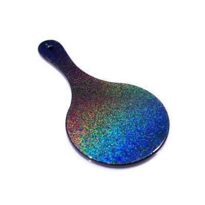 China New Design Fashion Item Non-Specific Custom Round Luxury Holographic Wooden Hand Mirror for sale