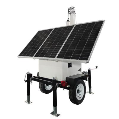 China 20ft Mast Mobile Solar CCTV Trailer For Warehouse Airport Security for sale