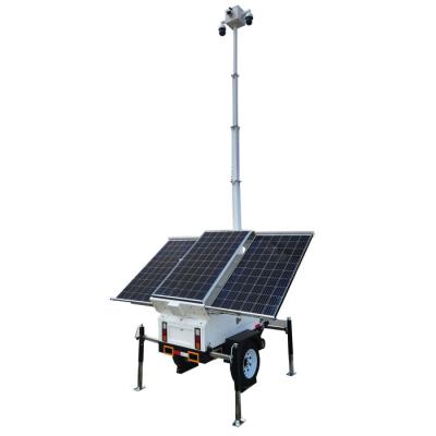 China Trailer de CCTV solar móvil 24/7 con cámaras para obras remotas en venta