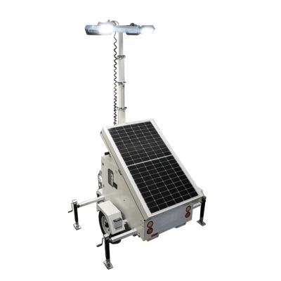 China Solar Powered 4*120W LED Lamp Mobile Light Tower With 7m Manual Mast for sale