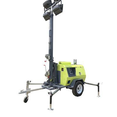 China Strong Endurance Mobile Diesel 9m Telescopic Mast Light Tower For Road Construction Lighting for sale