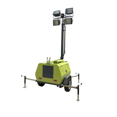 China Good Lighting Effect 6KW Mobile Light Tower Diesel Energy Lighting Trailer For City Street Lighting for sale