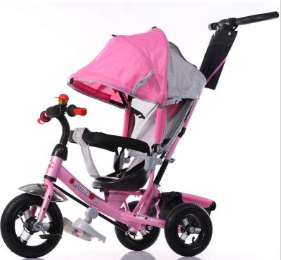 China Ride On Toy Steel Frame 4 IN 1 Baby Tricycle New Models, Kids Tricycle Rubber Wheels, Child Tricycle for sale