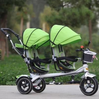 China Toy Factory Wholesale new baby tricycle ride on modelsl,twin baby tricycle,two seat baby tricycle for sale