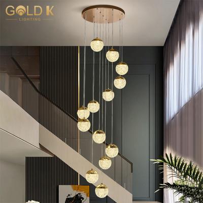 China Modern Hanging Lamp Lighting Led Hotel Decorative Pendant Light Aluminum Staircase Tassel Chain Pendant Lamp for sale