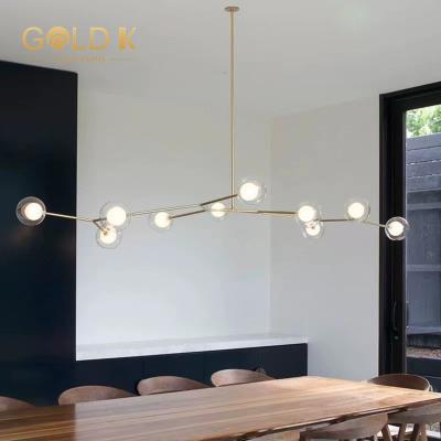 China Nordic Bean Chandelier Pendant Lamps Modern Nordic Wooden Chandelier Light Glass Ball Iron Nordic Scandinavian Nodic Pendant Lamps for sale